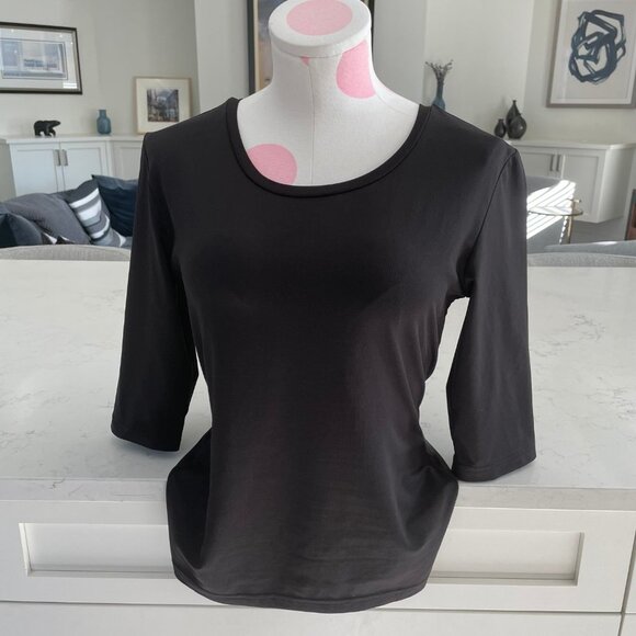Mexx Casual Scoop Neck Elbow Sleeve Length Polyester Blend Top Black Sz M/L - Picture 8 of 8